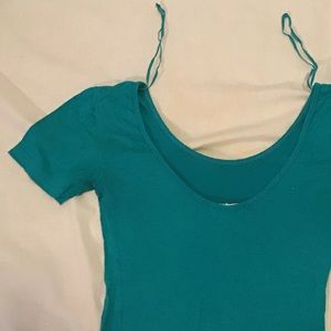 Teal semi crop top